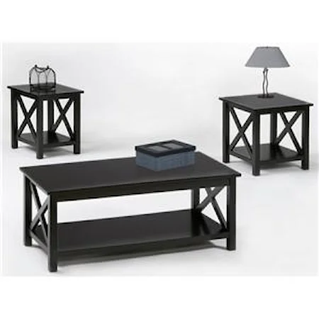 Contemporary 3 Pack Table Group with Lift-Top Cocktail Table